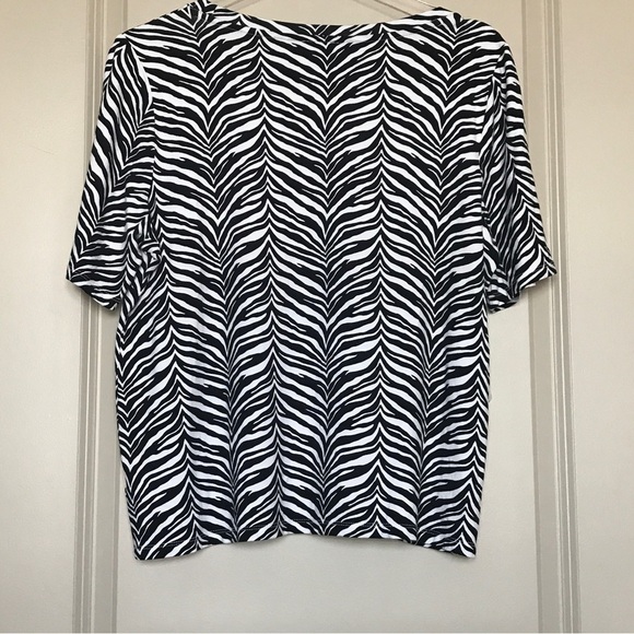Talbots black & white round neck short sleeve XL 96% rayon & 4% spandex … - Picture 2 of 7